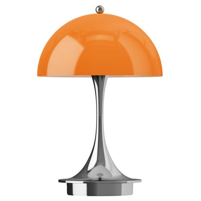 Panthella 160 Akkuleuchte, Chrom opal orange