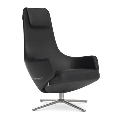 Repos Loungesessel, Sessel Repos, Leder Premium F nero, 40 cm, Poliert