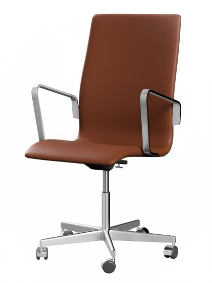 Oxford Bürodrehstuhl, Mit Armlehnen, Mittelhoher Rücken, Rollfuß, Softleder, Cognac