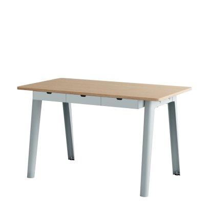 New Modern Schreibtisch, Metall/Holz, 130 x 70 cm, Mit Aufbewahrungsmodul, Blassblau