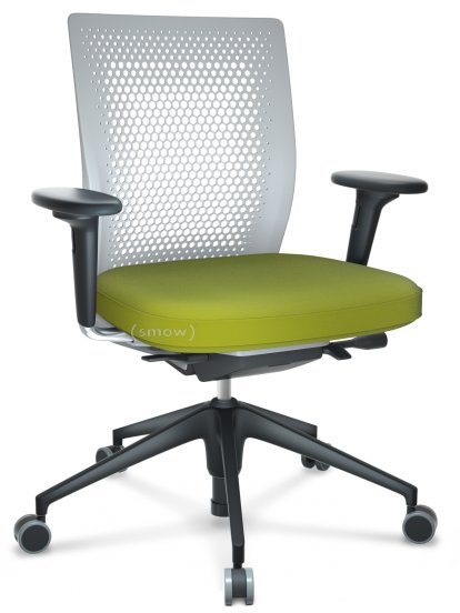 ID Air, Soft grey, Stoff Plano-68 avocado, Basic dark, 5-Stern Untergestell, Kunststoff basic dark, Mit 2D Armlehnen, Weich für harte Böden