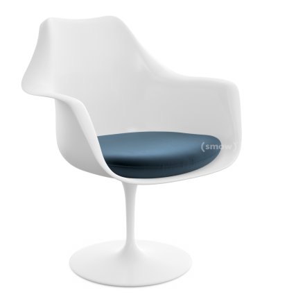 Saarinen Tulip Armlehnstuhl, drehbar, Sitzkissen, weiß, Night Blue (Eva 170)