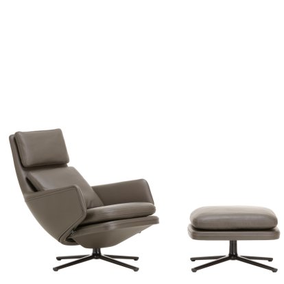 Grand Relax Loungesessel, Mit Ottoman, Leder Premium F, umbragrau, Basic dark, 41,5 cm
