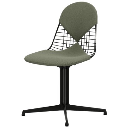 Wire Chair DKL, Beschichtet basic dark, Sitz- und Rückenkissen (Bikini), Elfenbein / forest