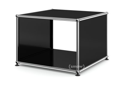 USM Haller Beistelltisch mit Seitenwänden, 50 cm, ohne Glas-Zwischentablar, Graphitschwarz RAL 9011