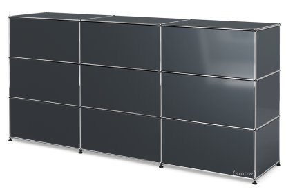 USM Haller Theke Typ 1, Anthrazitgrau RAL 7016, 225 cm (3 Elemente), 50 cm
