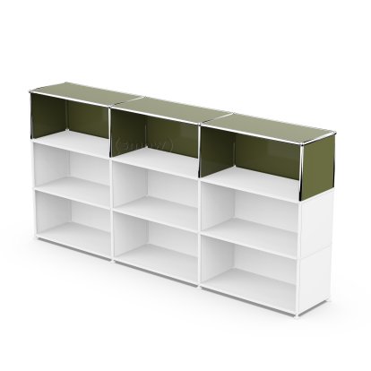 USM Haller Anbaupaket Vertikal 3, Olivgrün RAL 6003, 35 cm