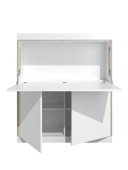 Flai Home Office Sekretär, H 136,3 x B 118 cm, CPL weiß