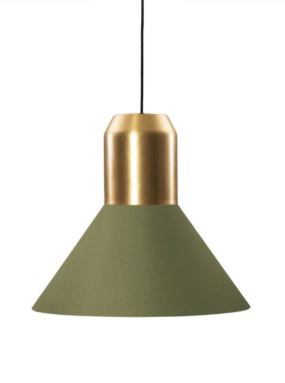 Bell Light Pendelleuchte, Messing, Stoff grün, H 22 x ø 45 cm