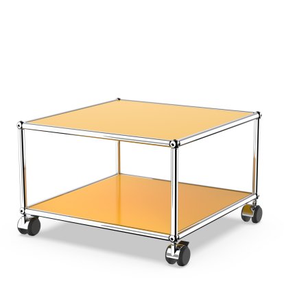 USM Haller Beistelltisch mit Rollen, Goldgelb RAL 1004, Hart für Teppichboden