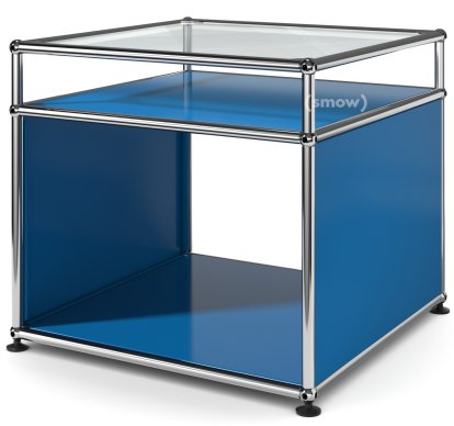 USM Haller Beistelltisch mit Aufsatz, Enzianblau RAL 5010