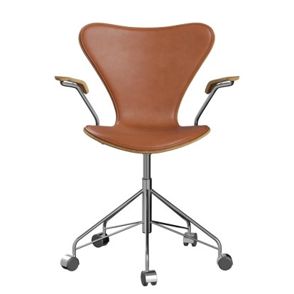 Serie 7 Drehstuhl 3117/3217 Frontpolsterung, Mit Armlehnen, Holz klar lackiert, Ulme klar lackiert, Walnut, Chrome