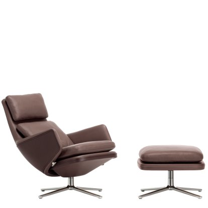 Grand Relax Loungesessel, Mit Ottoman, Leder Premium F, kastanie, Poliert, 46,5 cm