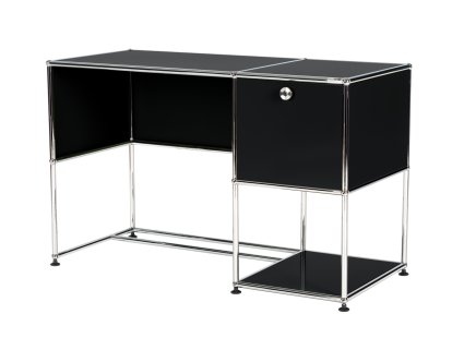 USM Haller Home Office Schreibtisch, Graphitschwarz RAL 9011, Ohne Kabeldurchlass