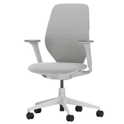 ACX Soft Bürodrehstuhl, Mit Vorwärtsneigung, mit Sitztiefenverstellung, Höhenverstellbare Armlehnen F, Soft grey, Sitz Grid Knit, stone grey, Weiche Rolle für harte Böden