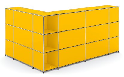 USM Haller Theke Typ 4, Goldgelb RAL 1004, Ecke offen