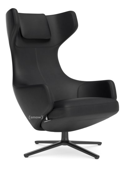 Grand Repos Loungesessel, Sessel Grand Repos, Leder Premium F nero, 40 cm, Basic dark