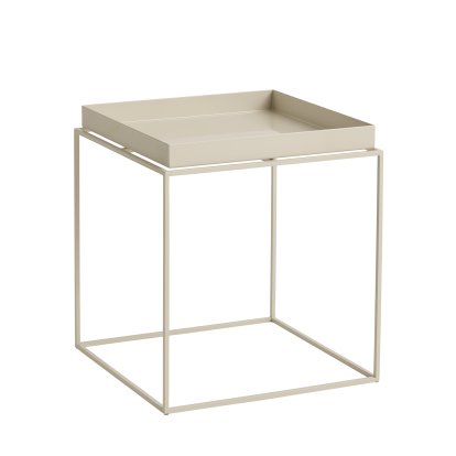 Tray Beistelltisch, H 40/44 x B 40 x T 40 cm, Warm beige - High gloss