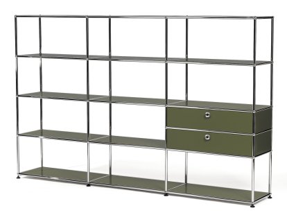 USM Haller Wohnzimmer Regal XL Typ 2, Olivgrün RAL 6003