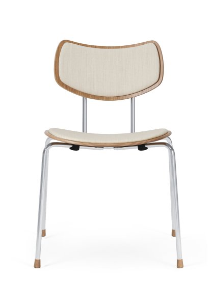 VLA26 Vega Stuhl, Eiche lackiert, Mood - creme, Verchromt