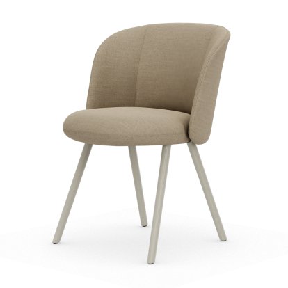 Mikado Stuhl, Aluminium pulverbeschichtet kreidefarben, Dumet, Beige melange, Gleiter für Teppichboden