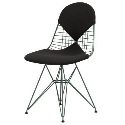 Wire Chair DKR , Pulverbeschichtet eames sea foam green, Sitz- und Rückenkissen (Bikini), Hopsak dunkelgrau