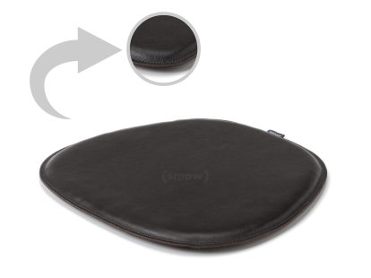 Sitzauflage Leder für Eames Side Chairs, Ober- und Unterseite Leder, Schwarz