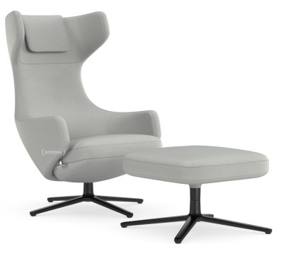 Grand Repos Loungesessel, Sessel Grand Repos & Ottoman, Stoff Dumet kiesel melange, 40 cm, Basic dark