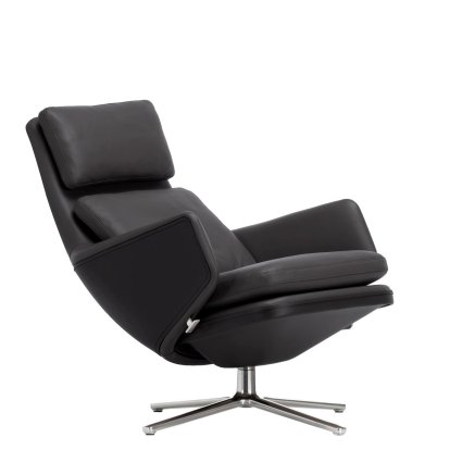 Grand Relax Loungesessel, Ohne Ottoman, Leder Premium F, nero, Poliert, 46,5 cm