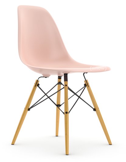 Eames Plastic Side Chair DSW, Zartrosé, Ohne Polsterung, Ohne Polsterung, Standardhöhe - 43 cm, Ahorn gelblich