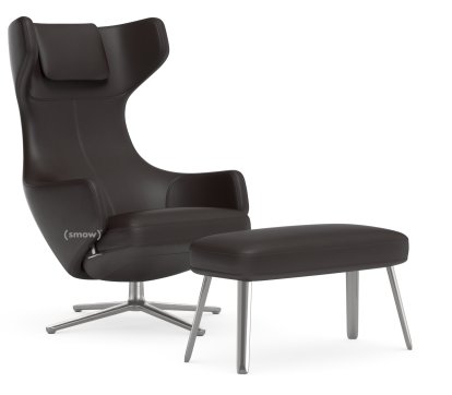 Grand Repos Loungesessel, Sessel Grand Repos & Panchina, Leder Premium F chocolate, 40 cm, Poliert
