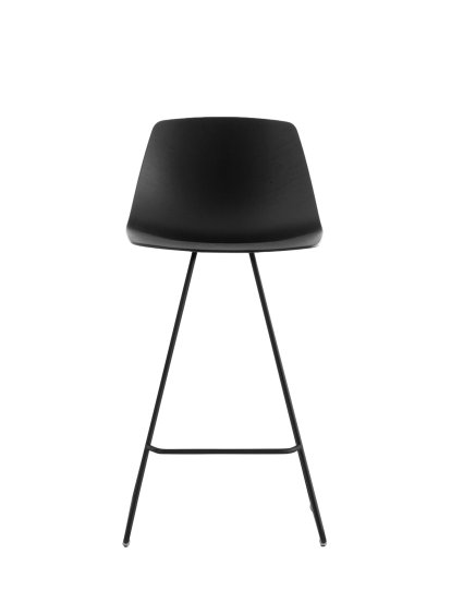 Miunn Barhocker mit Kufengestell, H 65 cm, Eiche schwarz gebeizt / schwarz pulverlackiert