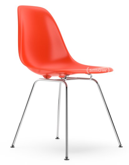 Eames Plastic Side Chair DSX, Rot (poppy red), Ohne Polsterung, Ohne Polsterung, Standardhöhe - 43 cm, Verchromt