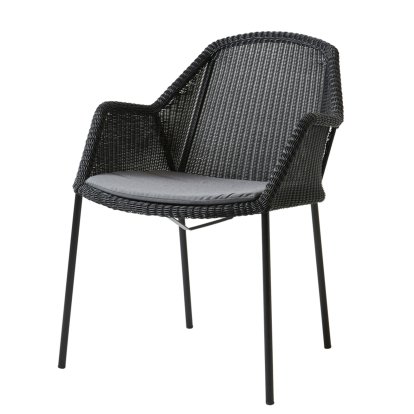 Breeze Stuhl, Black, Mit Sitzkissen, Natté - Grey