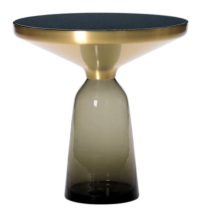 Bell Beistelltisch, Messing, klar lackiert, Quarzgrau