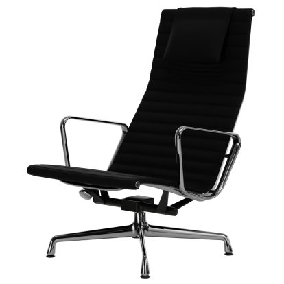 Aluminium Chair EA 124, Verchromt, Leder (Standard), Nero