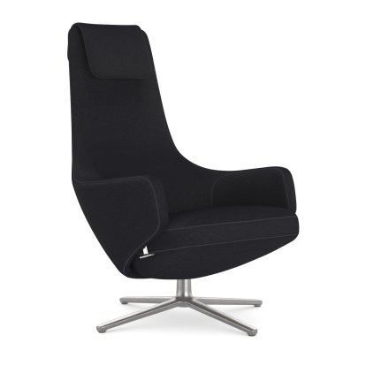 Repos Loungesessel, Sessel Repos, Stoff Cosy 2 Merinoschwarz, 45 cm, Poliert