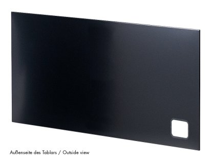 USM Haller Tablar mit Kabeldurchlass, 75 x 35 cm, Graphitschwarz RAL 9011, Unten links