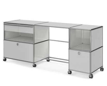 USM Haller Schreibtisch Typ 3, Lichtgrau RAL 7035, Hart für Teppichboden