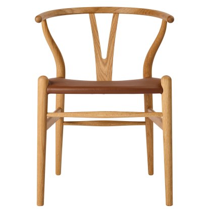 CH24P Wishbone Chair Leder, Eiche geölt, Loke 7060