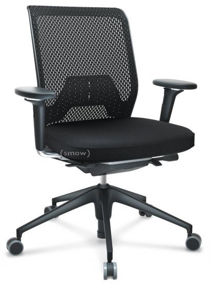 ID Mesh, FlowMotion-mit Vorwärtsneigung, mit Sitztiefenverstellung, Mit 3D-Armlehnen, 5-Stern Untergestell, Kunststoff basic dark, Basic dark, Sitz Plano, Rücken Diamond Mesh, Nero, Hart für Teppichboden