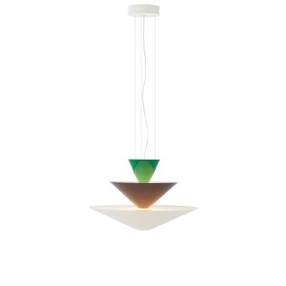 Gio Pendelleuchte, Ø 60 cm x H 39 cm, Signal green, deep blue & ecru white