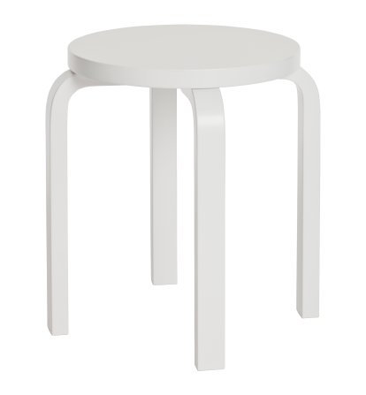 Hocker E60, Sitz und Beine weiß lackiert