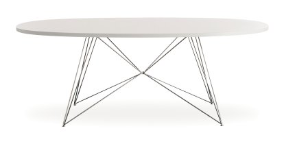 Tavolo XZ3 Oval Tisch, Fenix weiß, Verchromt