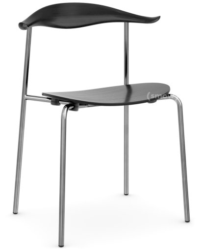 CH88T Stuhl, Edelstahl, Eiche schwarz lackiert