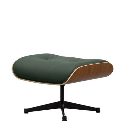 Eames Lounge Chair Ottoman, Nussbaum natur, Leder Premium F jade, Aluminium poliert, Seiten schwarz