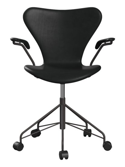 Serie 7 Drehstuhl 3117 / 3217 Vollpolsterung, Mit Armlehnen, Leder Grace black, Warm graphite