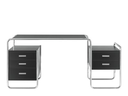 S 285 Schreibtisch, Esche gebeizt schwarz, 1 großer Korpus/1 kleiner Korpus