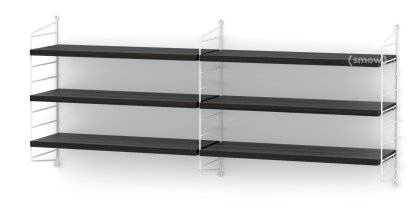 String System Wandregal M, 20 cm, Weiß, Eschefurnier schwarz