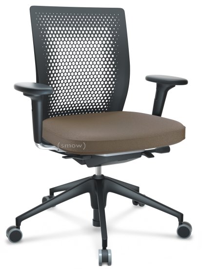 ID Air, Basic dark, Stoff Plano-80 coffee, Basic dark, 5-Stern Untergestell, Kunststoff basic dark, Mit 2D Armlehnen, Weich für harte Böden
